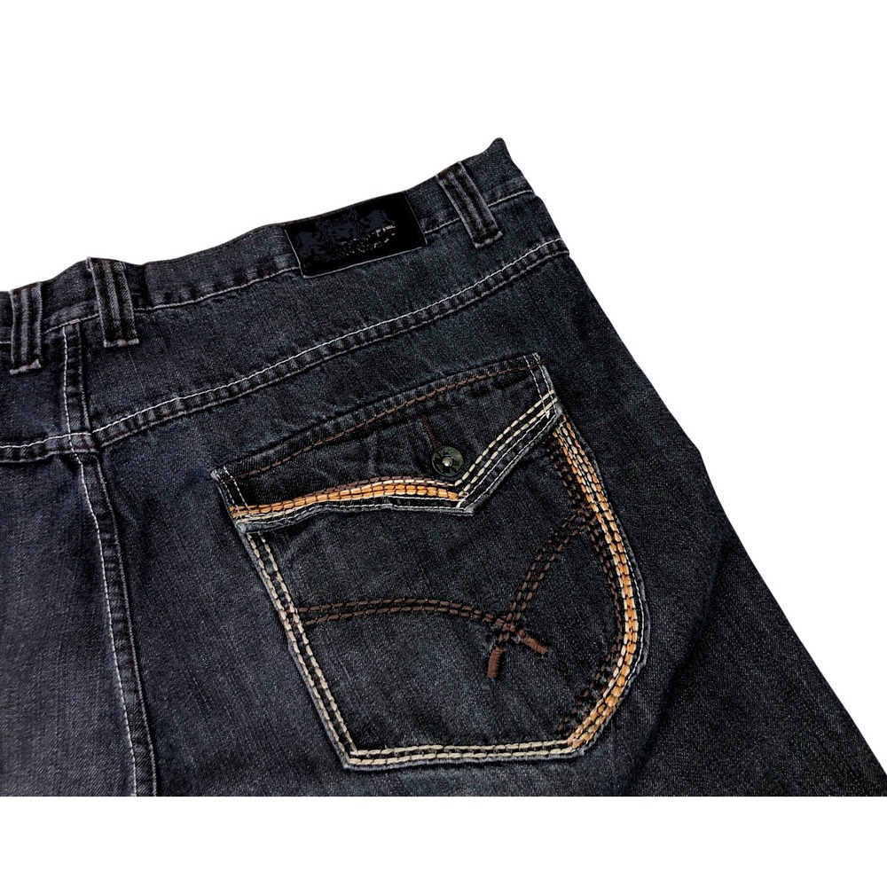 NBN Gear Mens‎ 46x32 Dark Blue Relaxed Wide Leg Raw Hem Denim Jeans Big and Tall - Picture 11 of 12
